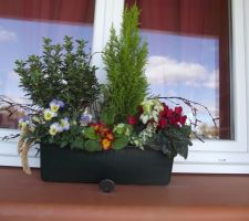 Petite composition "maison" pour &eacute;gayer la fen&ecirc;tre du salon