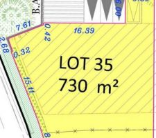 Terrain avant : 730m2