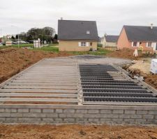 Rangs terminés, préparation pour la dalle