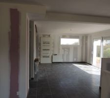 La pièce principale, porte d'entrée et salon