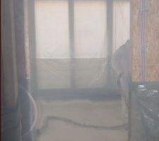 Chape PU en cours de projetage