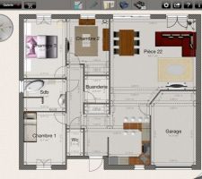 Voilà le nouveau plan ! On le voit comme le définitif mais bon on disait déjà ça la dernière fois lol ! 
Il y a une ouverture entre les deux chambres pour accéder à un style de dressing. La cloison est pas totalement supprimé afin de garder un morceau de mur pour télé murale en face du lit (donc pio57 pas besoin d'un 127cm dans la double chambre lol ;)