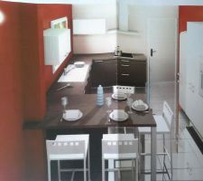 Aménagement prévu de la cuisine en vue 3d
