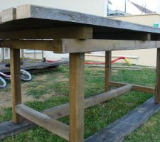 Ma "petite" table de jardin 220x100cm.
Planches non encore fixées