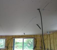Pose de l'isolation plafond et du placo plafond