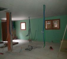 Pose des placos et dessin des cloisons