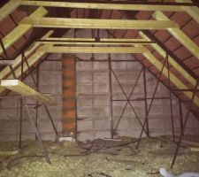 Début d'aménagement des combles
Pose d'une nouvelle charpente en bois