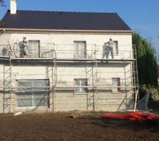 Façade sud en cours