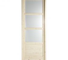 Porte de la sdb étage pour apporter un peu de lumière sur la mezzanine qui n'a pour l'instant pas de velux