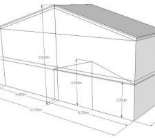 Projet d'extension avec indication du garage déjà existant