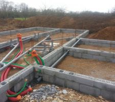 Mise en place des tuyaux d'EU et EP