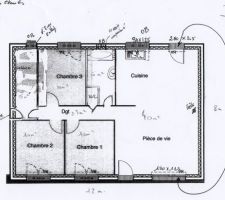 Plan de la maison; le définitif est en cours de dessin chez l'architecte.