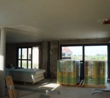 Plâtre projeté au plafond