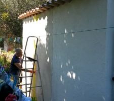 Debut de l enduit sur l'isolation exterieure