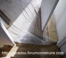 Pose du parquet dans le dégagement