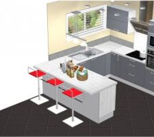 Vue en perspective de notre future cuisine