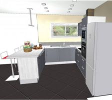 Vue en perspective de notre future cuisine